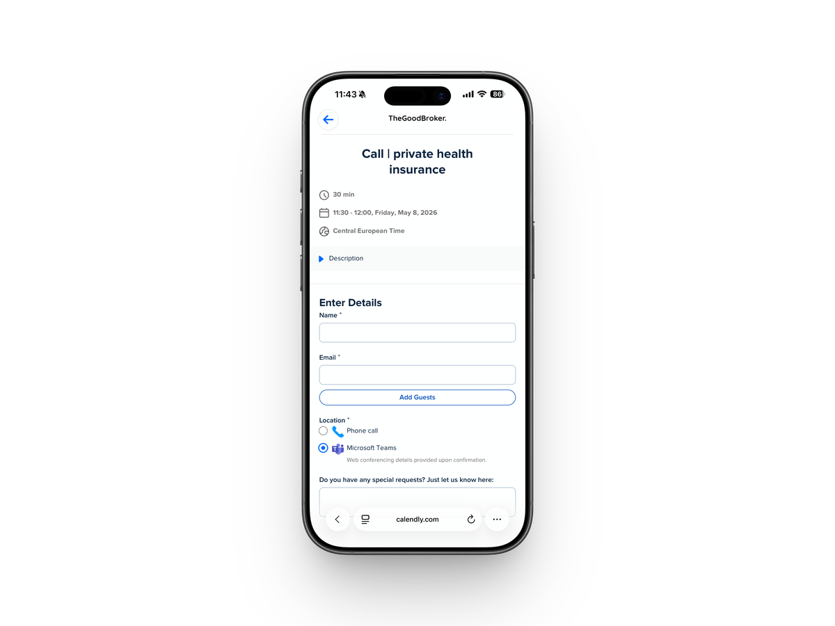 Booking app — enter your details