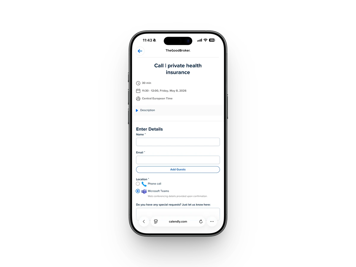Booking app — enter your details