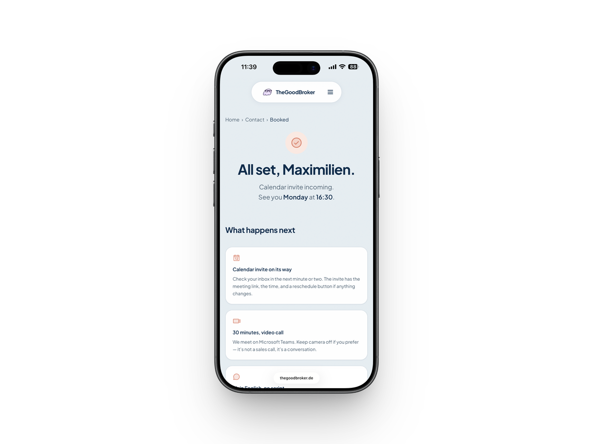 Booking app — confirmation